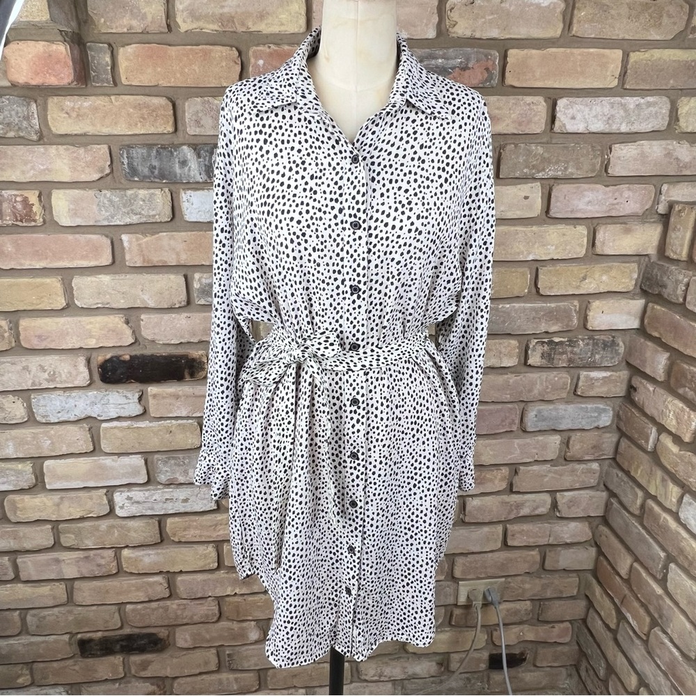 EMERSON FRY black and white cheetah print shirt dress - Picture 4 of 11